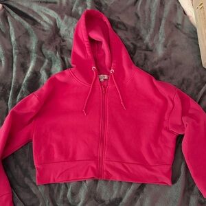 Women's Pink Cropped Hooded Jacket